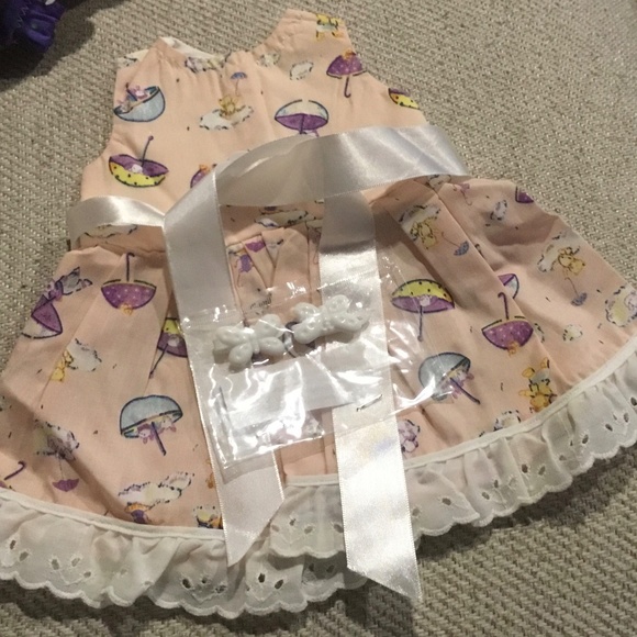 Pink dress with ribbon tie, hair bows for 18 “ doll or Bear, fit American Girl - Picture 5 of 7